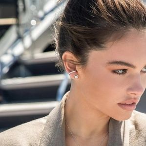 About this ItemDrop earrings featuring iridescent rectangle-shaped stone embell